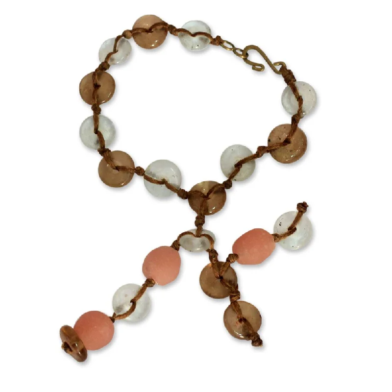 Birthstone bracelets for women  Handmade Recycled Glass 'Peachy Pretty' Bracelet (Ghana)