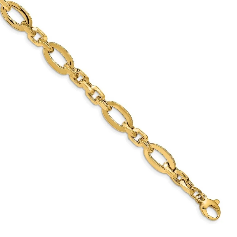 Pearl charm bracelets  Curata 9mm 14k Gold Polished Link Bracelet 8.25 Inch