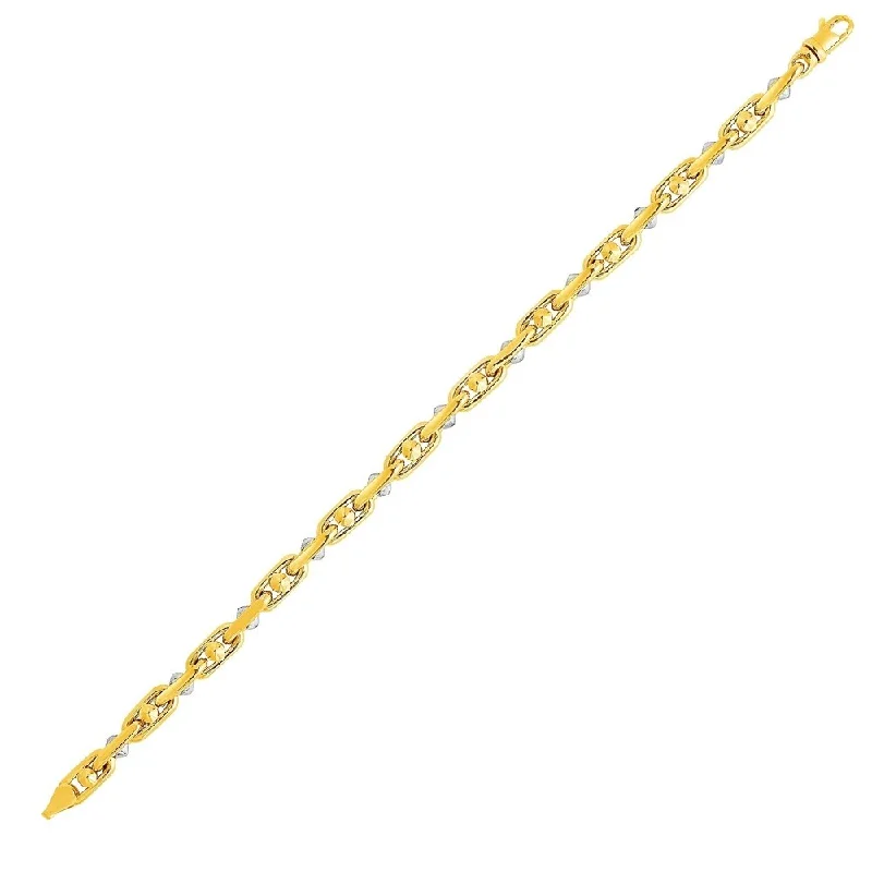 Cross bracelets  14k Two-Toned Yellow and White Gold Link Bracelet with Beads