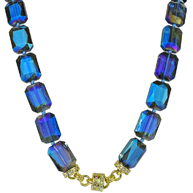 Asymmetrical necklaces  Diva Darling Emerald Cut Magnetic Interchangeable Necklace (Goldtone/Mystic Blue)