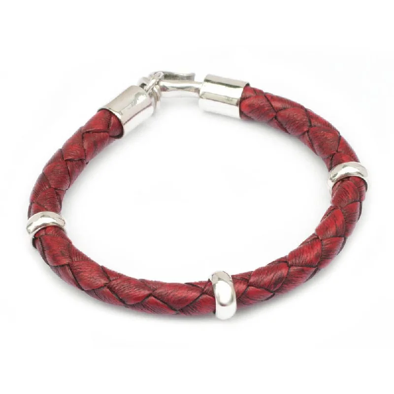 Christmas-themed bracelets  'Bold Red' Leather Bracelet