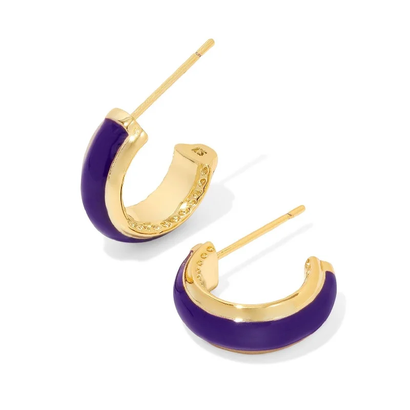 Rose gold and crystal earringsKendra Scott | Ainsley Gold Huggie Earrings in Purple Enamel