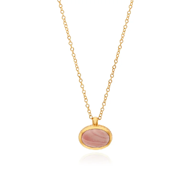 Three-layered necklaces for women  Anna Beck Small Pink Opal Pendant Necklace