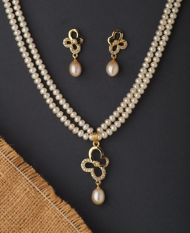 Elegant work necklaces  Butterfly Real Pearl Necklace Set