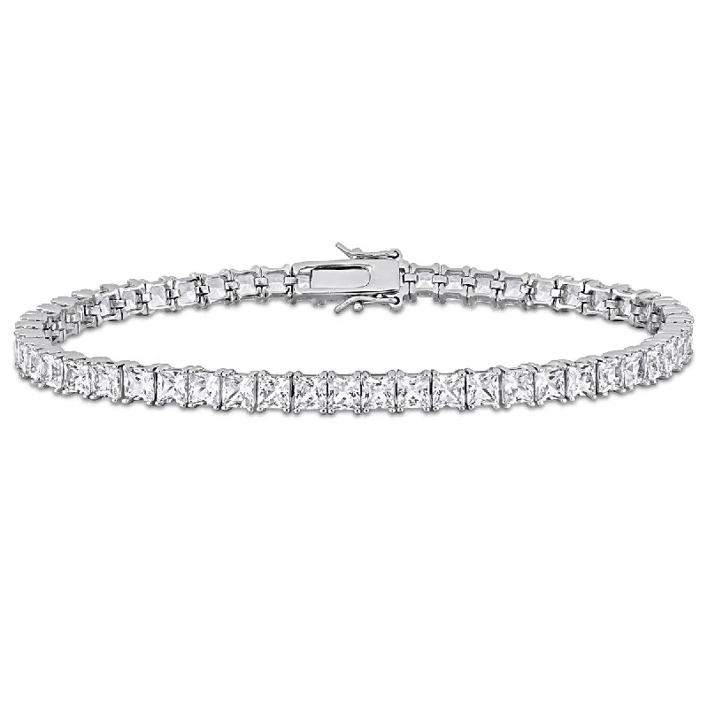 Small chain bracelets  Miadora Men's 19ct TGW Created White Sapphire Tennis Bracelet Sterling Silver - 8.75 in