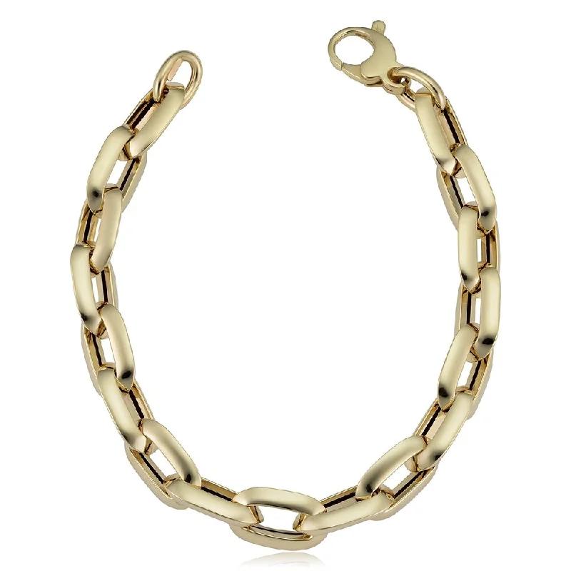 Bar chain bracelets  Men's 14k Yellow Gold 10 millimeter Oval Rolo Link Bracelet (8.5 inches)