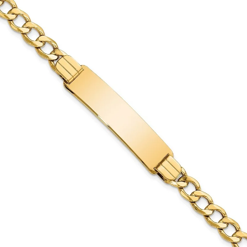 Everyday bracelets for women  Curata 10.44mm 10k Yellow Gold Engravable Semi solid Curb Link ID Bracelet