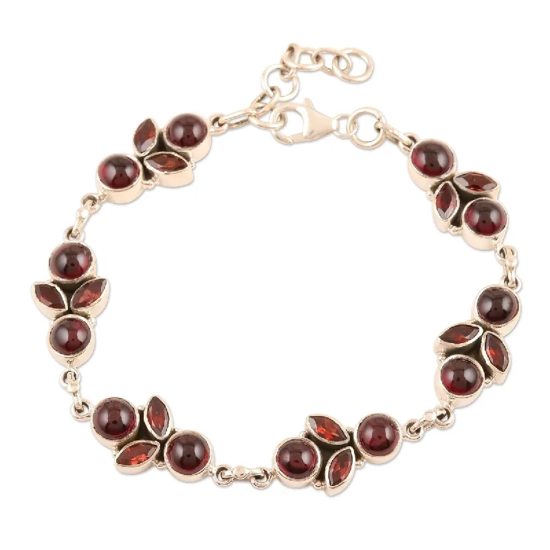 Lightweight bracelets  NOVICA Cherries in the Snow, Natural garnet link bracelet