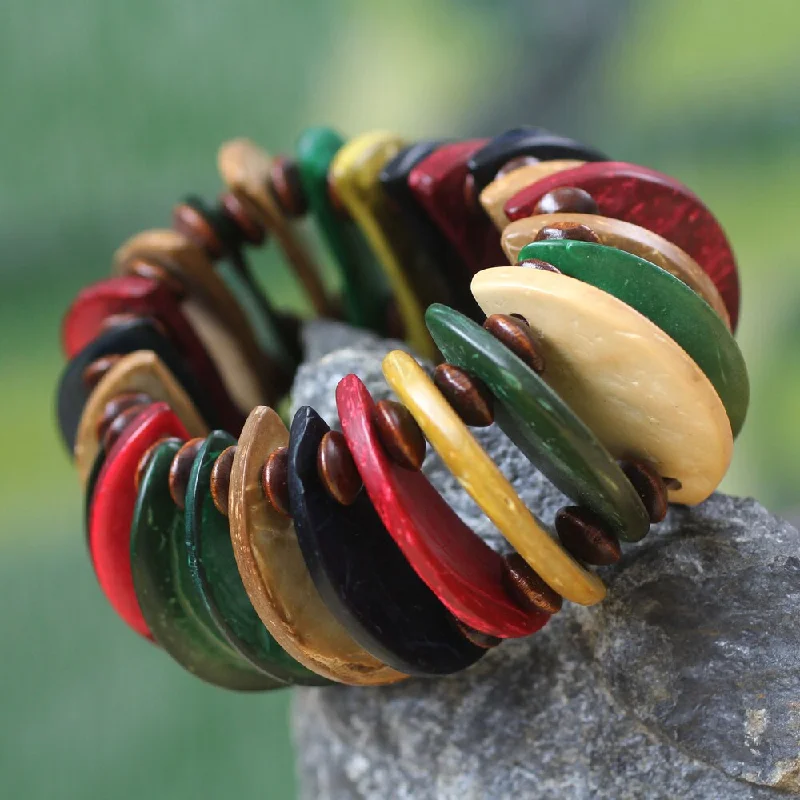 White gold bracelets  Handmade Coconut Shell Sese Wood 'Naa Awula' Bracelet (Ghana)