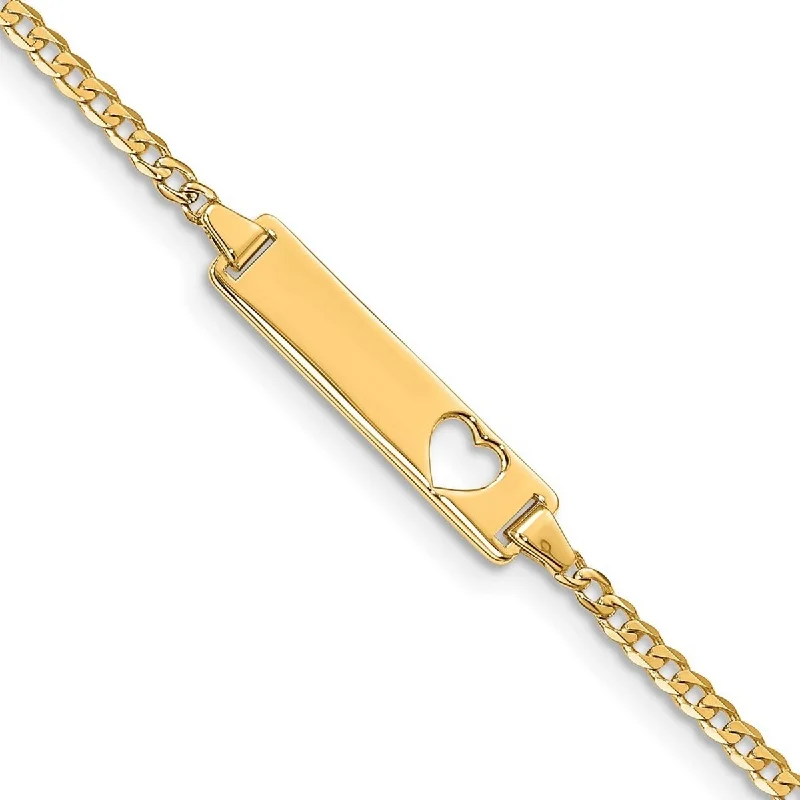 Handmade bracelets  Curata 10k Yellow Gold 5mm Engravable Flat Curb Link ID Bracelet 7 Inch