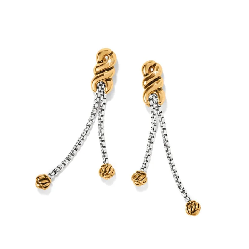 Chunky gold earringsBrighton | Interlok Two Tone Twist Double Chain Post Drop Earrings