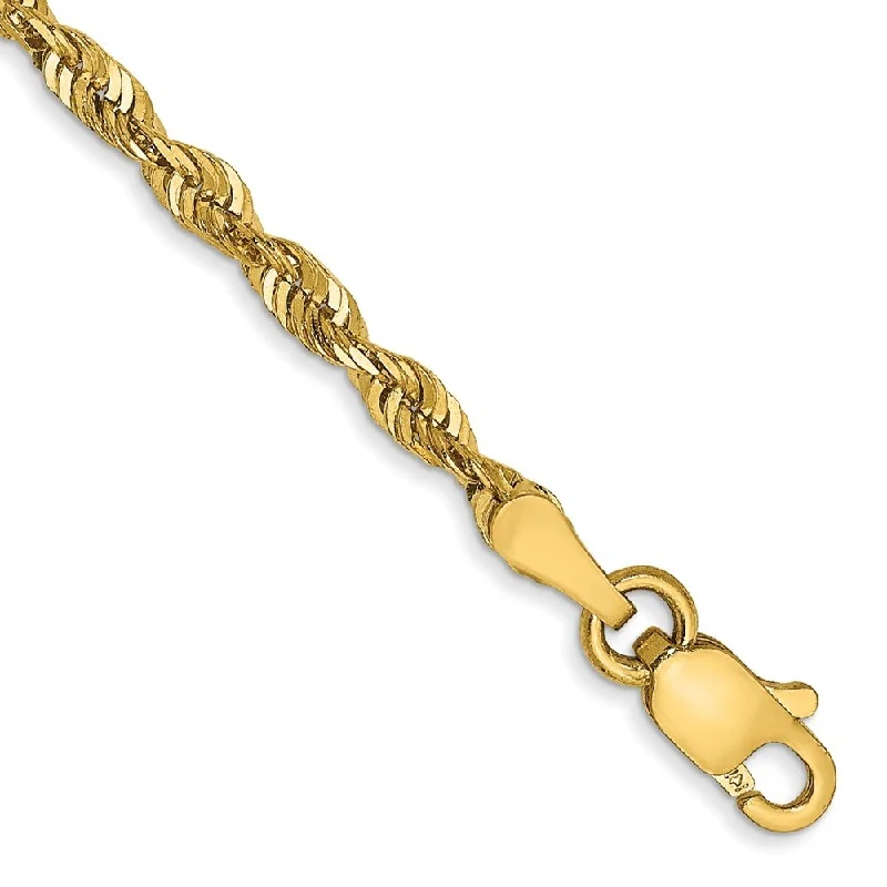 Mixed metal bracelets  14k Yellow Gold 2.5mm Extra-Light Diamond-Cut Rope Chain Bracelet, 7"