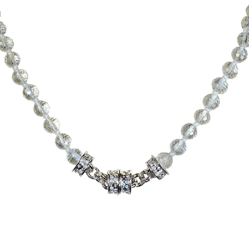 White pearl necklaces  Crystal Beaded 32" Magnetic Interchangeable Necklace (Sterling Silvertone/Crystal AB)