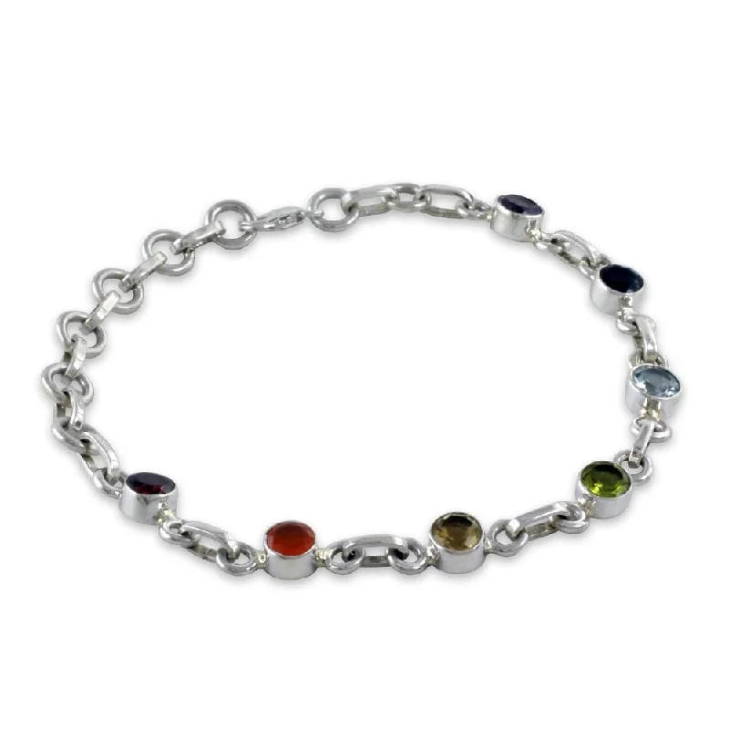 Yellow gold bracelets  Sterling Silver Serenity Multi-gemstone Bracelet