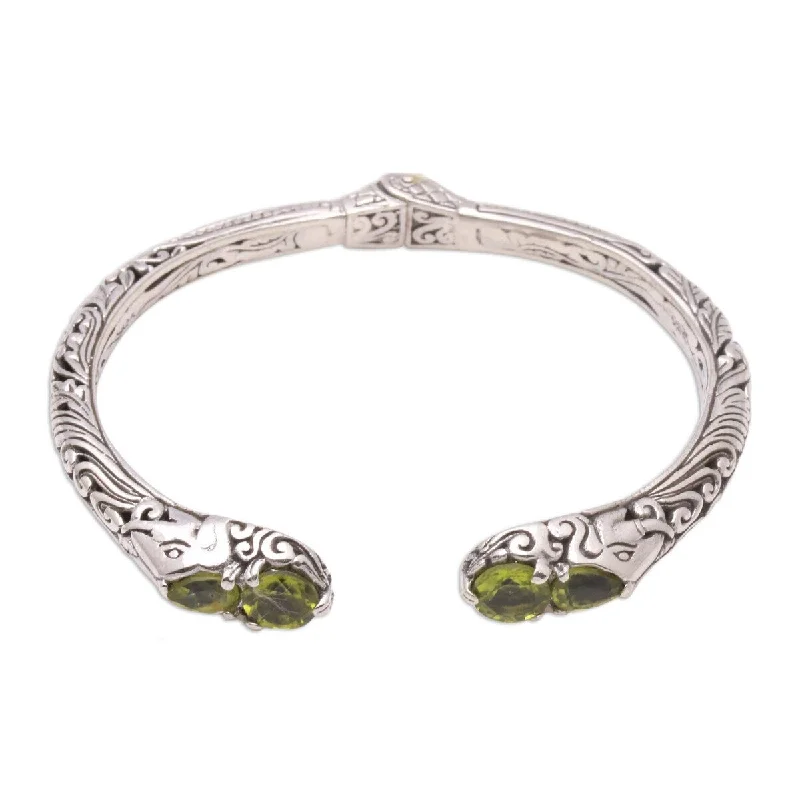 Elegant chain bracelets  NOVICA Elephant's Treasure, Peridot cuff bracelet