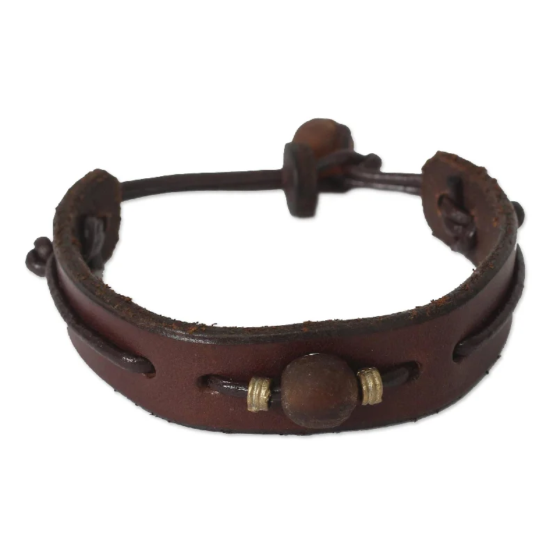 Zodiac sign bracelets  Handcrafted Men's Leather 'Brown Standout' Bracelet (Ghana)