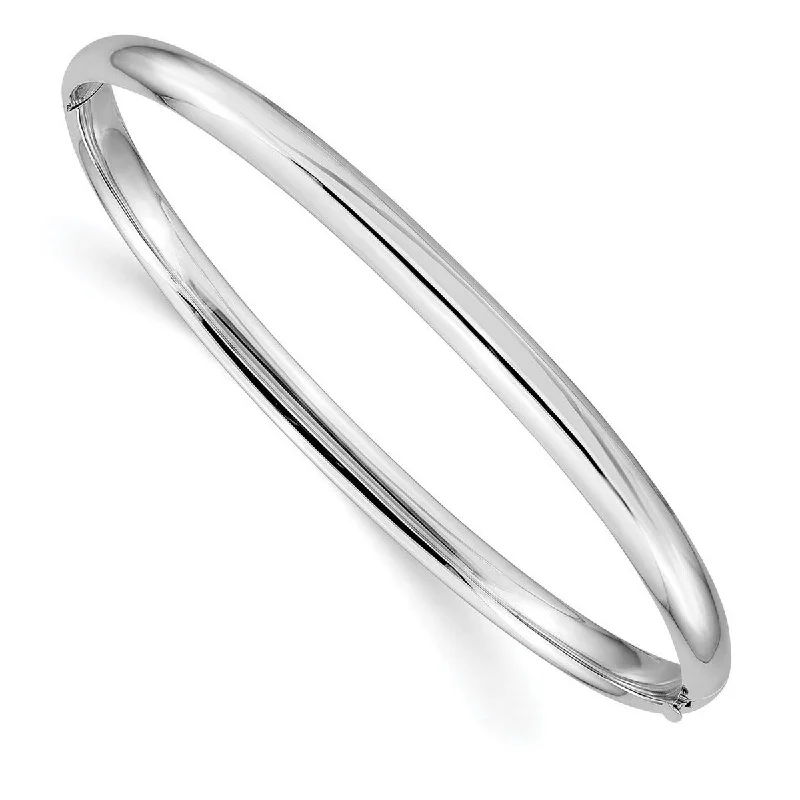 Three-layered bracelets for women  Curata 14k White Gold Flat back Safety bar Safety clasp High Polished 4.0mm Hinged Bangle Bracelet