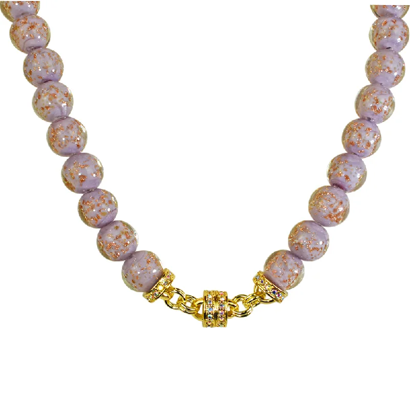 Handmade necklaces  Glitter Infused Glamour Glass Beaded Magnetic Necklace (Goldtone)