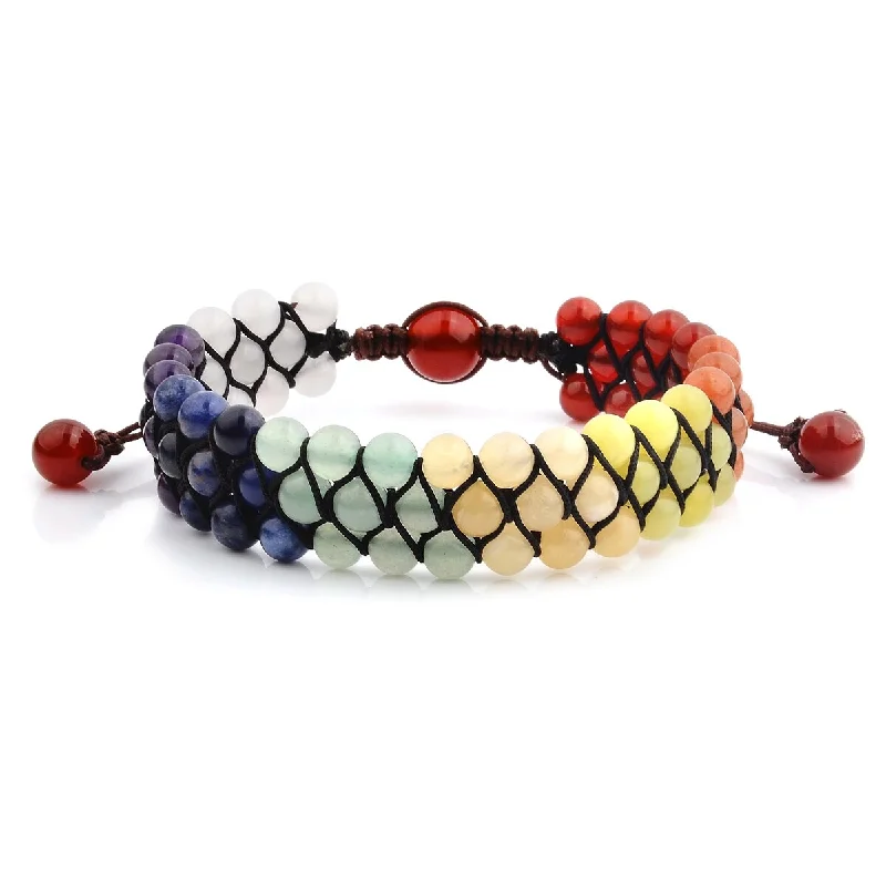 Geometric bracelets  Multi Color Natural Stones Beaded Adjustable Bracelet (18mm Wide)