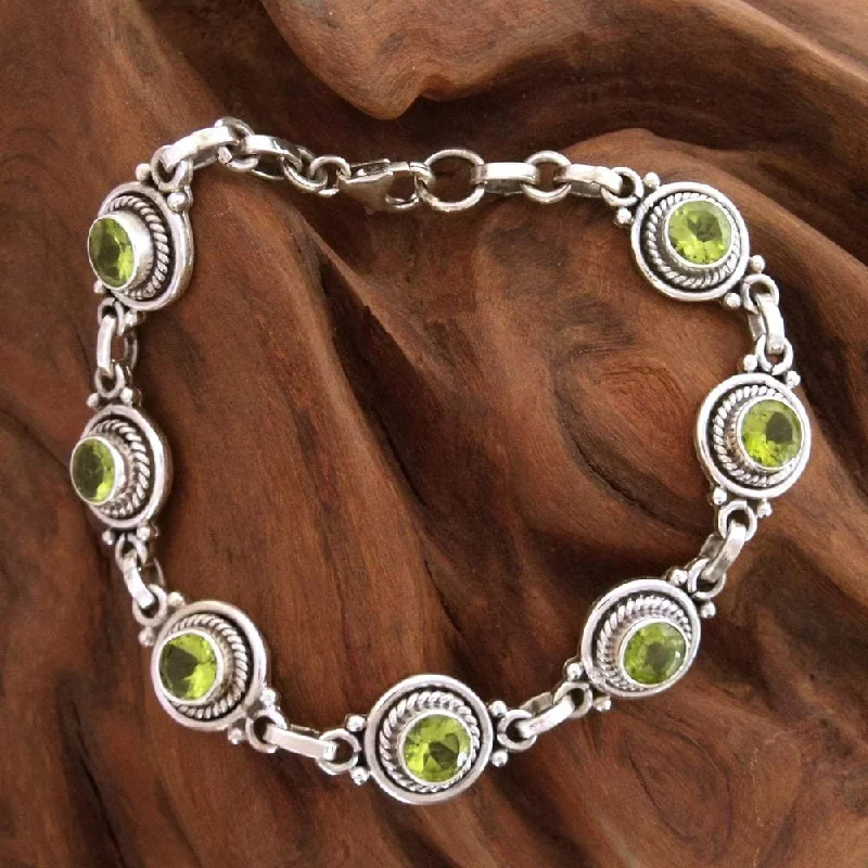 Simple pearl bracelets  Handmade Sterling Silver 'Green Mystique' Peridot Bracelet (India)