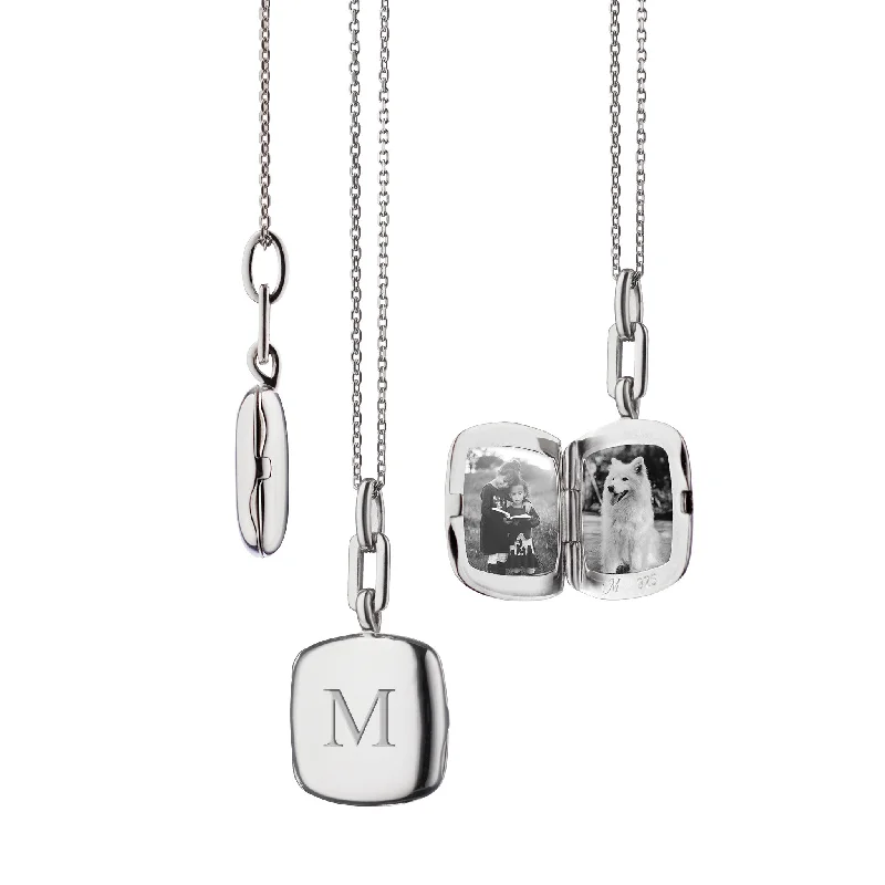 Bold charm necklaces  Slim "Viv" Sterling Silver Engraved Locket Necklace