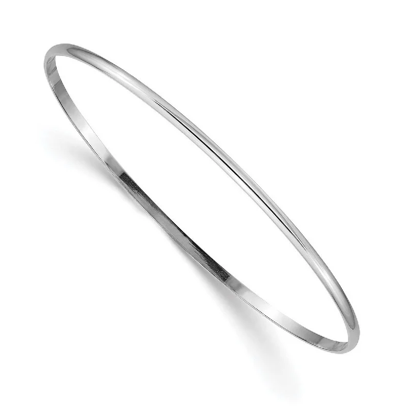 Dainty bracelets for women  Curata 14k White Gold 2mm Solid Half Round Slip On Stackable Bangle Bracelet