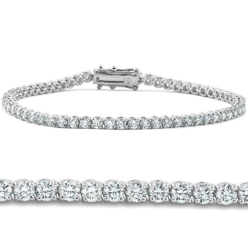 Non-tarnish bracelets  4 Carat TW Round Cut Diamond Tennis Bracelet White Gold Lab Grown