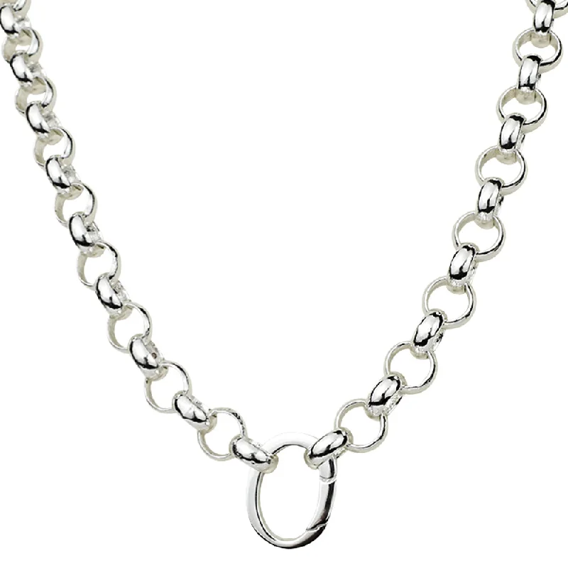 Summer beach necklaces  Large Open Ring Charm Holder 32" Necklace (Sterling Silvertone)