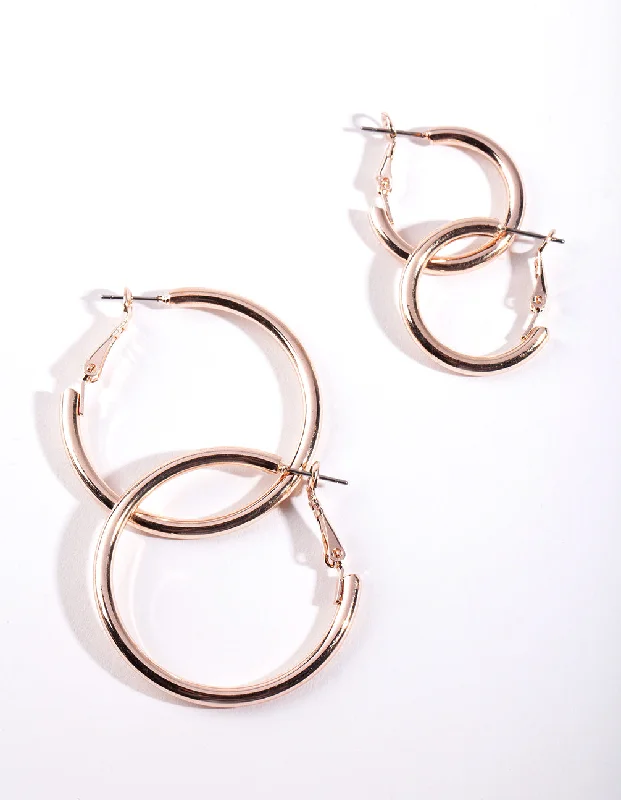 Minimal hoop earringsRose Gold Polished Hoop Earring Pack