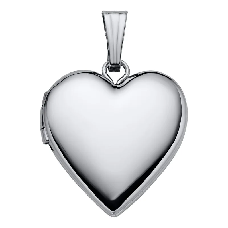 Luxury necklaces over $500  Sterling Silver Heart Plain Locket Necklace 18"