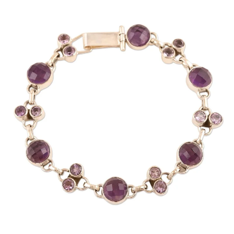 Stretch bead bracelets  NOVICA Frosted Grapes, Amethyst link bracelet