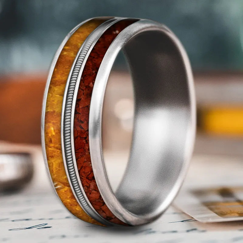 Elegant ringsCustom Design - 3-Inlay Metal Center Ring Eij_eawnafkvElaHqjWZ-CdF