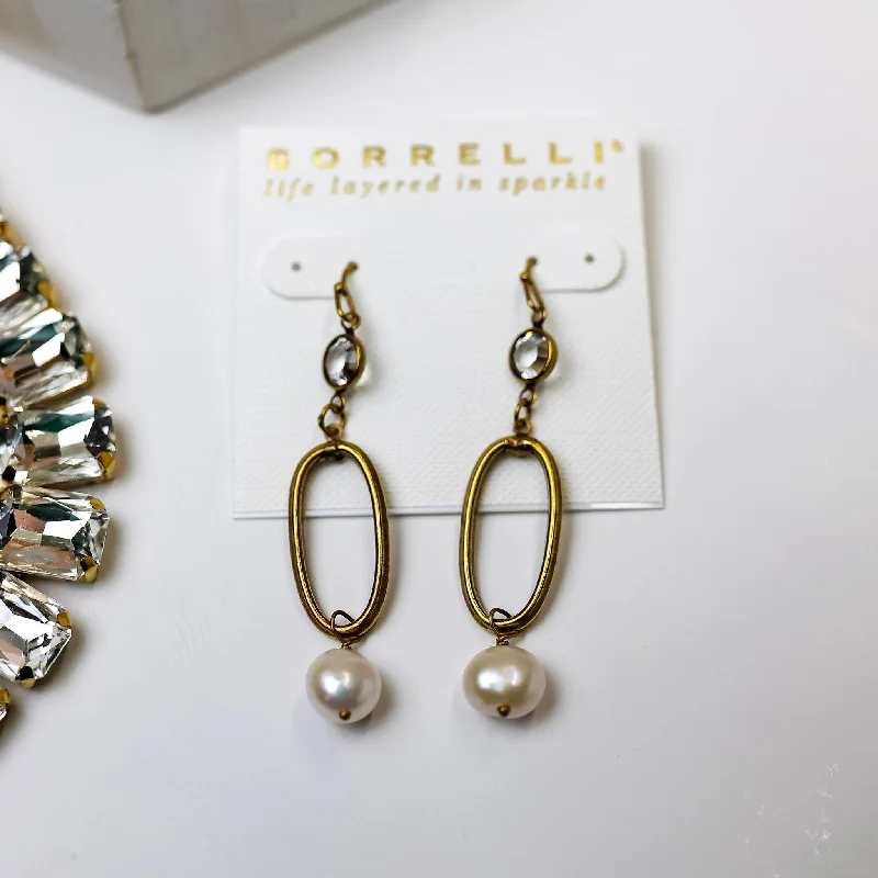 Gold and diamond earringsSorrelli | Melody Dangle Earrings in Bright Gold Tone and Modern Pearl