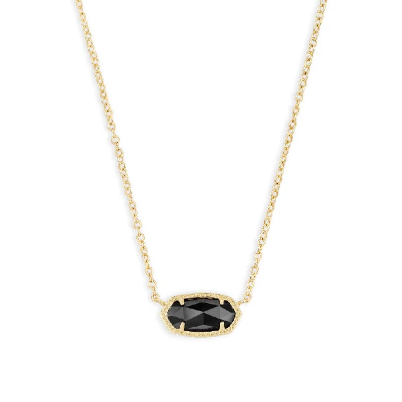 Bohemian layered necklaces  Kendra Scott Elisa Gold Pendant Necklace in Black Opaque Glass