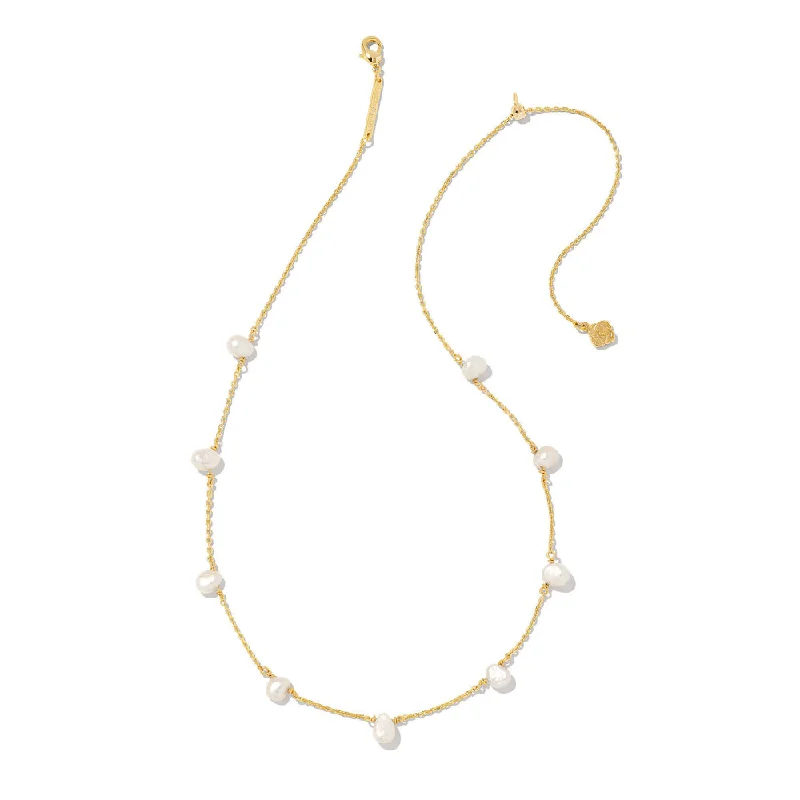 Luxury necklaces over $500  Kendra Scott Leighton Pearl Gold Strand Necklace