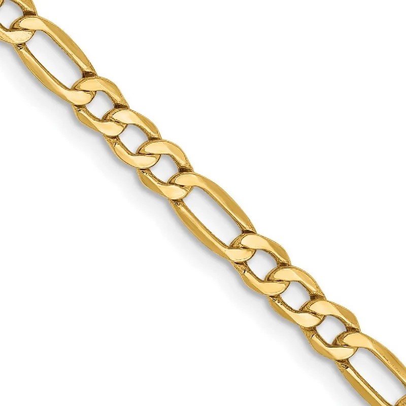 Bar chain bracelets  Curata 10k 3.5mm Semi-solid Figaro Chain Bracelet - 8 Inch