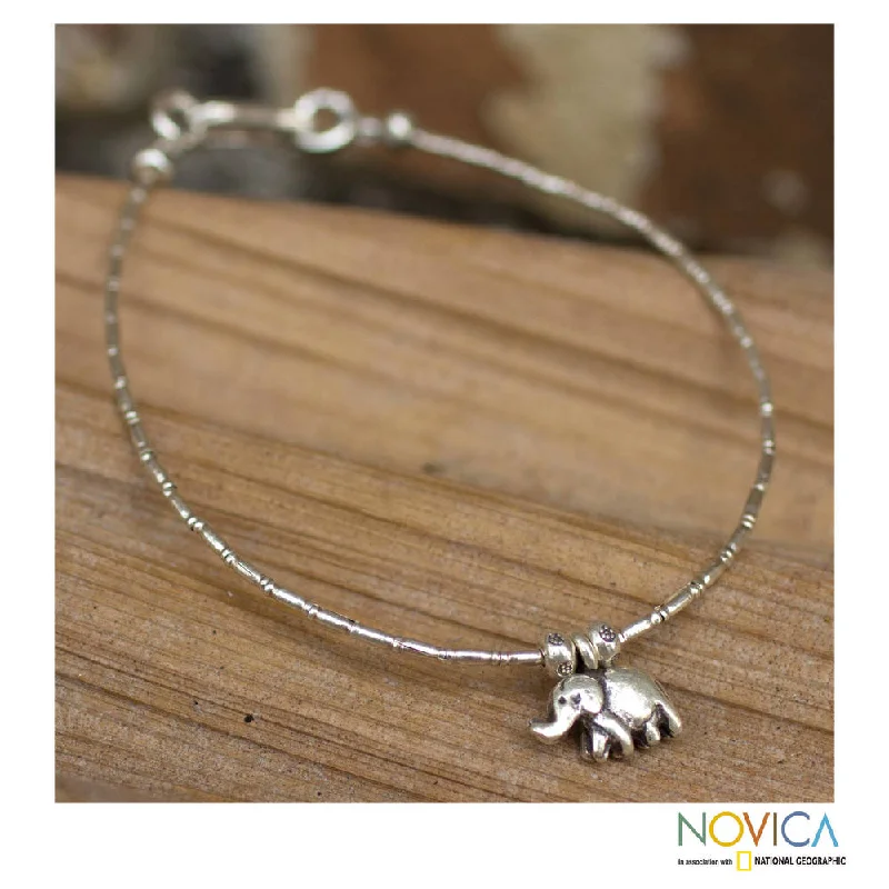 Summer beach bracelets  Handmade Silver 'Moonlit Elephant' Charm Bracelet (Thailand)