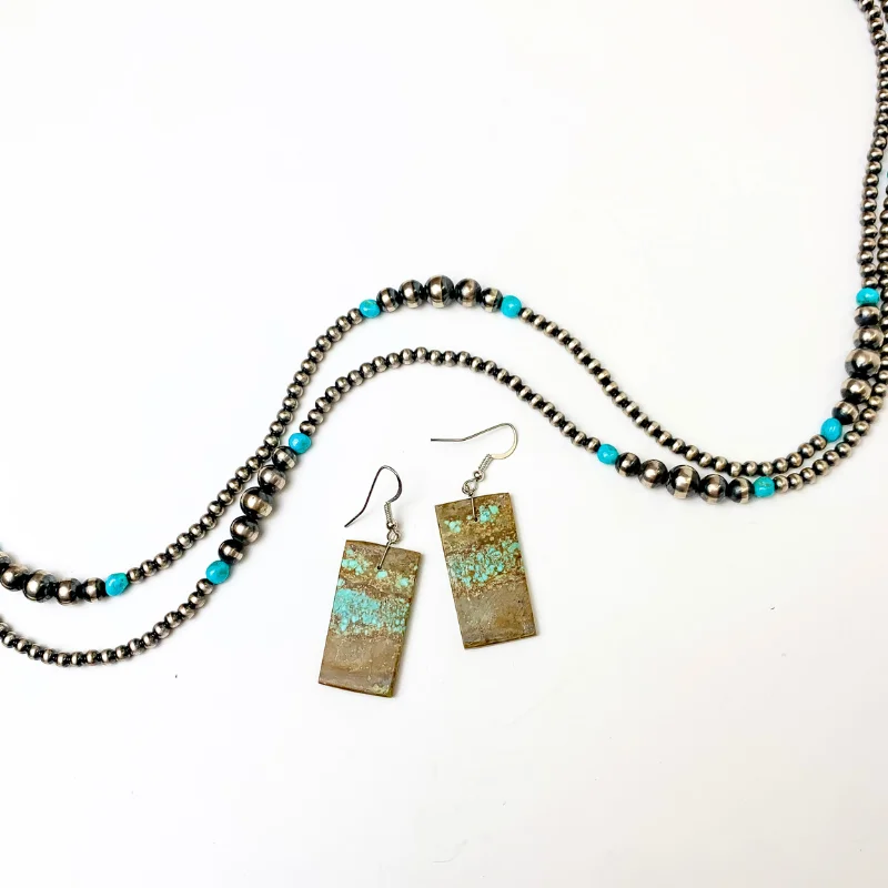 Modern minimalist earringsNavajo | Navajo Handmade Turquoise Rectangle Slab Earrings