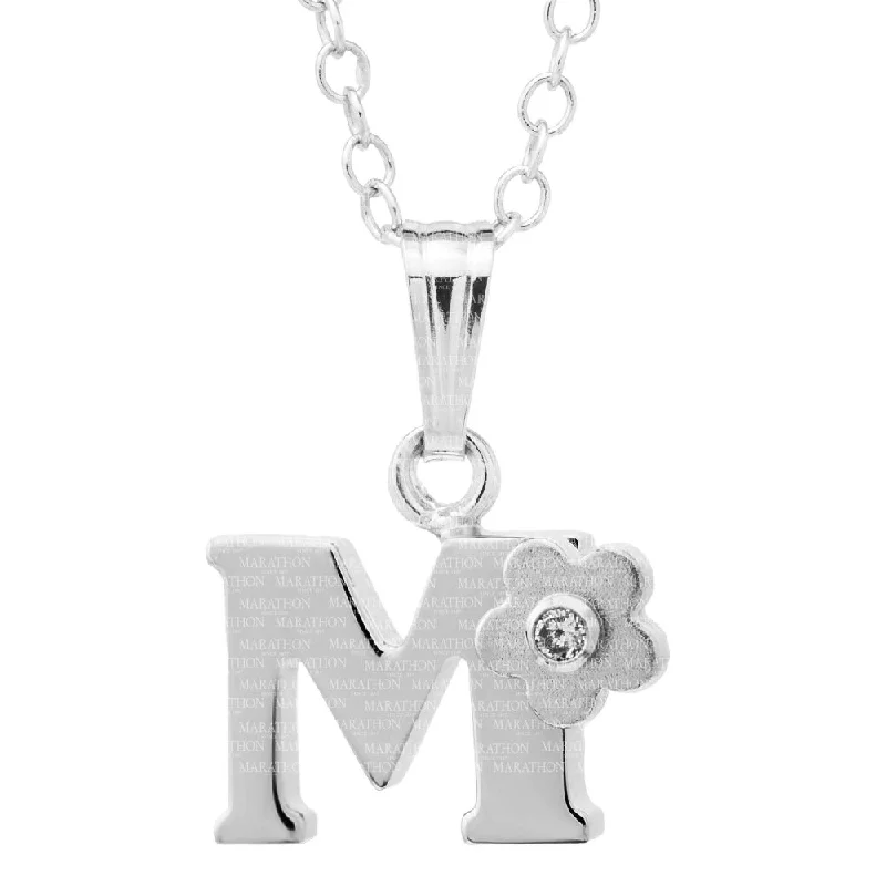 Zodiac sign necklaces  Sterling Silver Children's Initial "M" Pendant Necklace