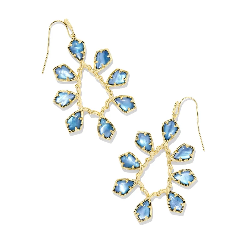 Simple stud earringsKendra Scott | Camry Gold Open Frame Drop Earrings in Indigo Watercolor Illusion