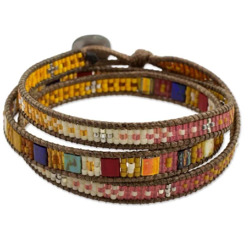 Small chain bracelets  NOVICA Handmade Beaded 'Colorful Dance' Bracelet (Guatemala) - 7'6" x 9'6"