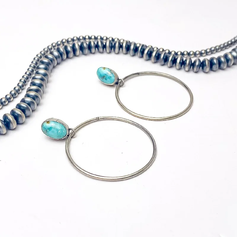 Everyday earringsTricia Smith | Navajo Handmade Hoop Sterling Silver Earrings with Turquoise Stones