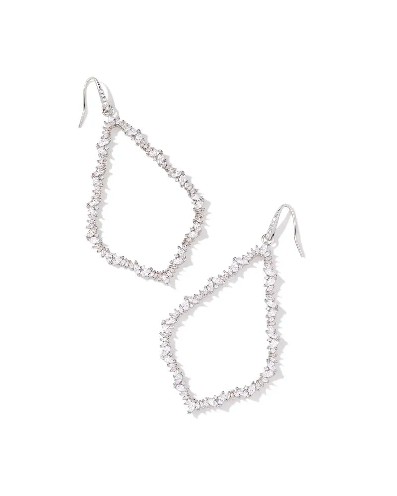 Shell earringsKendra Scott | Sophee Silver Crystal Open Frame Earrings in White Crystal