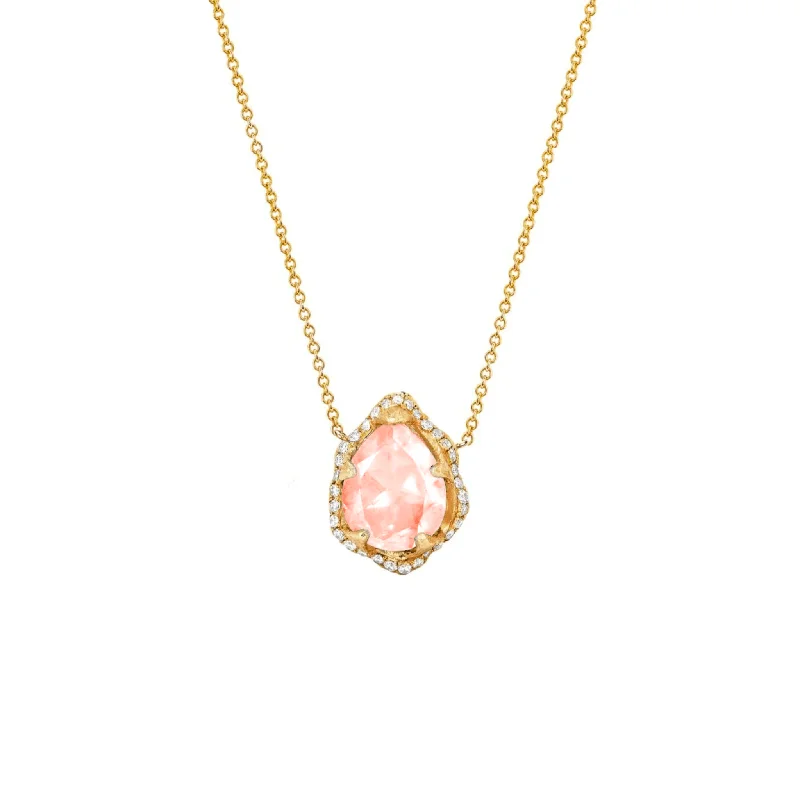 Assorted fashion necklaces pack  Mirco Queen Water Drop Morganite Necklace with Full Pavé Halo