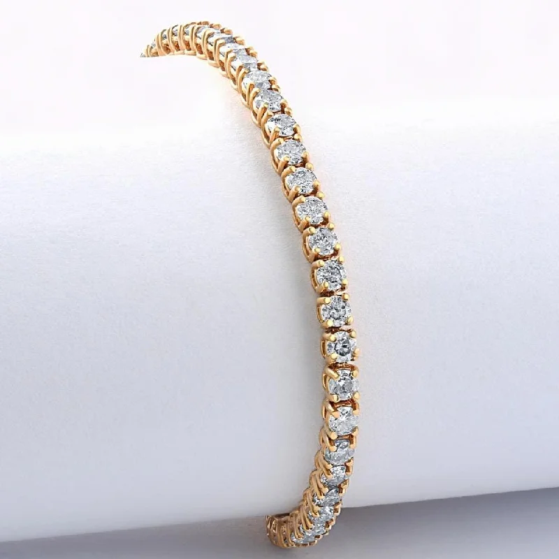 Rose gold bracelets for women  5 Carat TW Round Cut Lab Grown Diamond Tennis Bracelet Yellow Gold Lab Grown