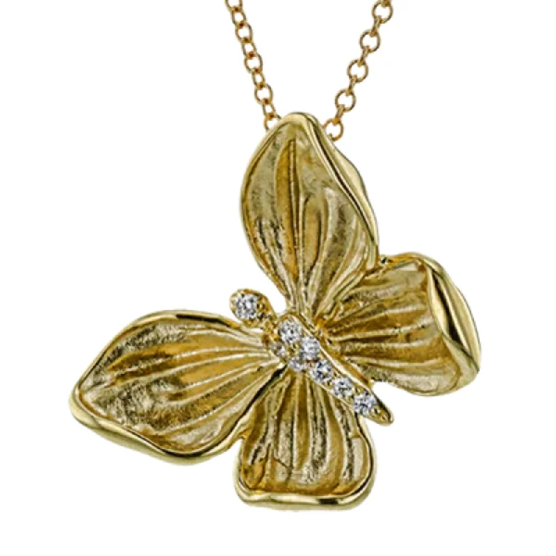 Yellow gold chain necklaces  Simon G. 18k Monarch Butterfly Pendant Necklace with Diamonds