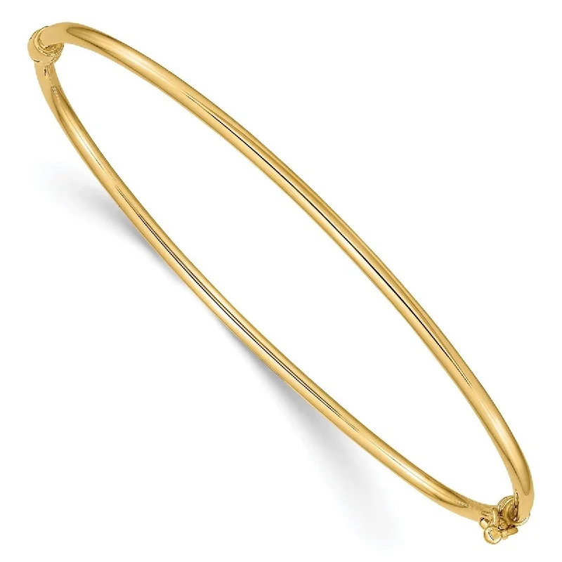 Vintage-inspired bracelets  Curata 14k Yellow Gold Polished Hollow tube Safety clasp No safety bar Hinged Bangle Bracelet