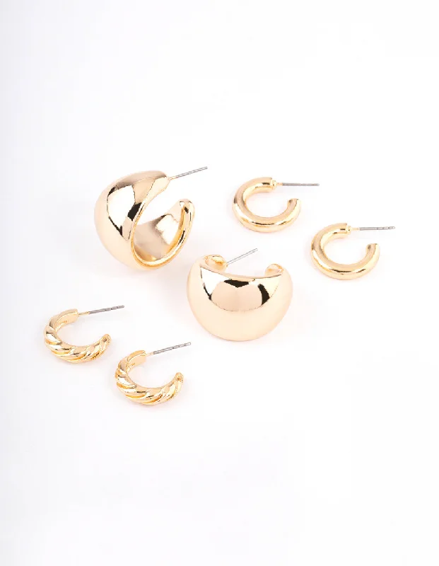 Mix and match stud earringsGold Mixed Hoop Earring Pack