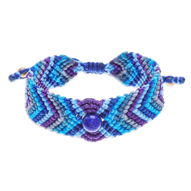 Diamond tennis bracelets  NOVICA True Wanderlust in Blue, Macrame lapis lazuli wristband bracelet