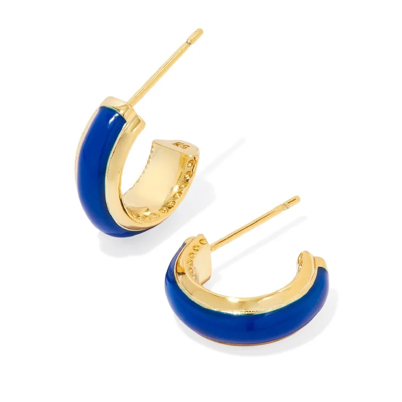 Waterproof earringsKendra Scott | Ainsley Gold Huggie Earrings in Blue Enamel